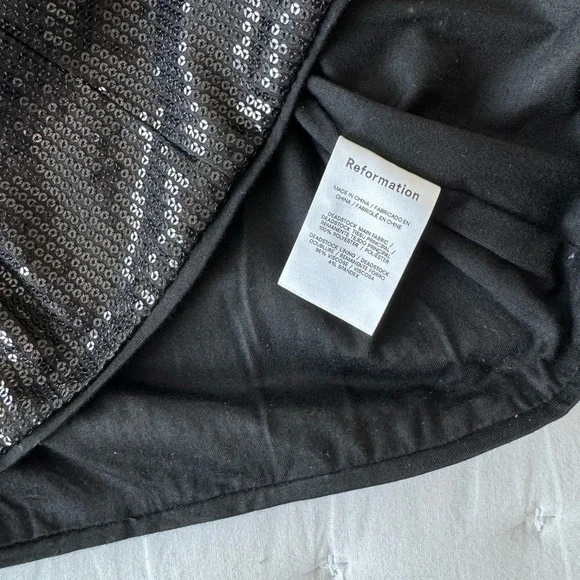 Reformation Small Sidney Black Sequin Halter Mini Dress - Picture 12 of 13